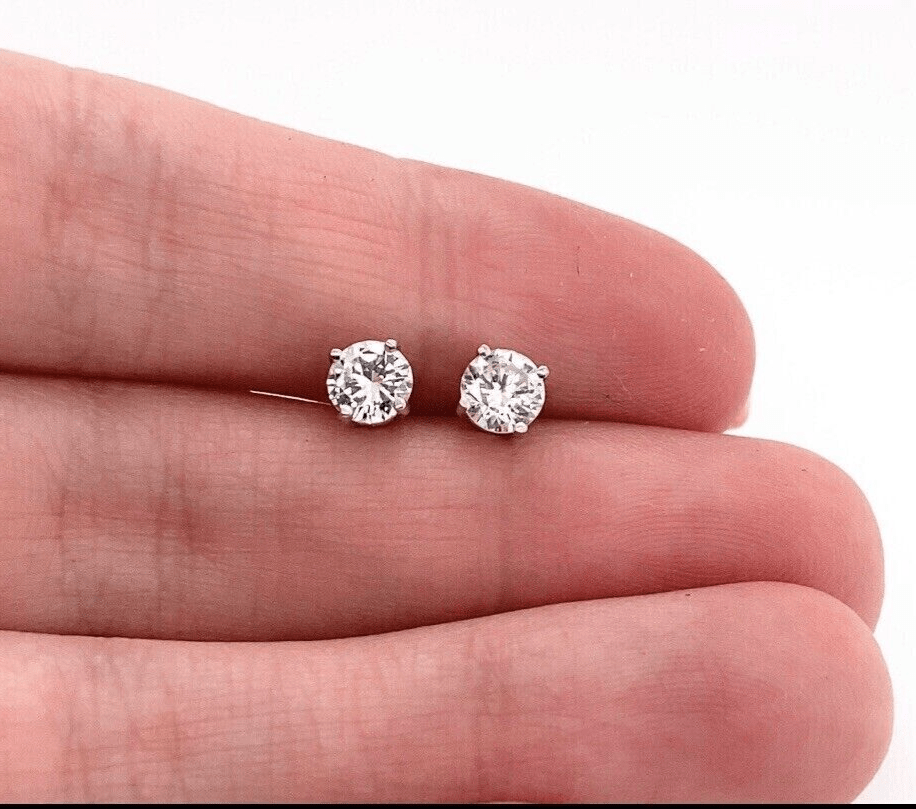 REAL 14k gold 1CT diamond Stud Lab Created VS solitaire earring With CERTIFICATE - Reva Jeweler