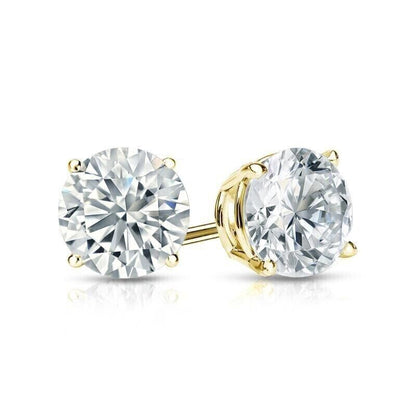 REAL 14k gold 1CT diamond Stud Lab Created VS solitaire earring With CERTIFICATE - Reva Jeweler