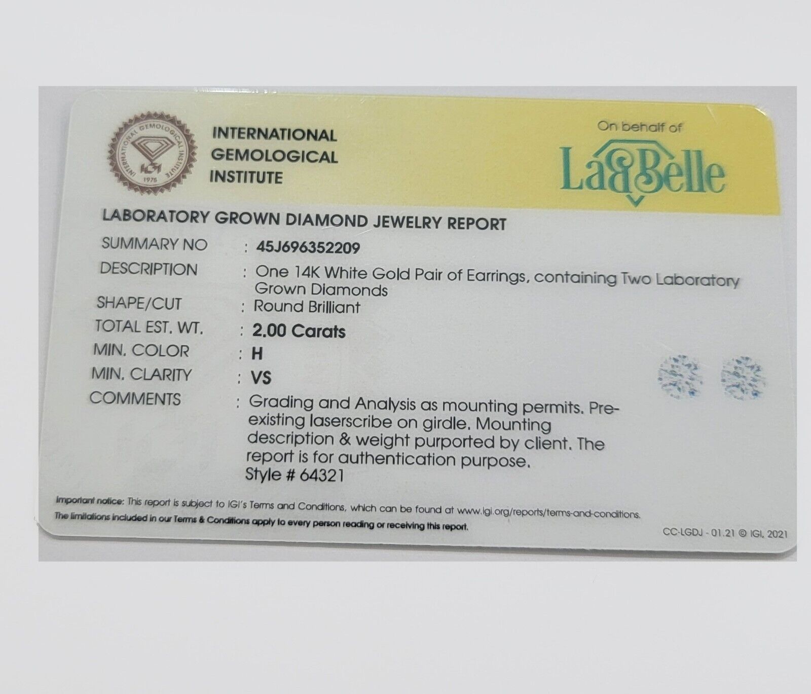 REAL 14k gold 1CT diamond Stud Lab Created VS solitaire earring With CERTIFICATE - Reva Jeweler
