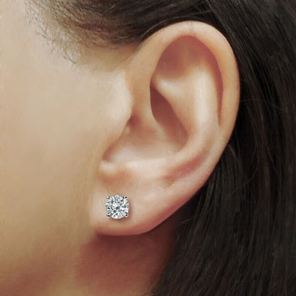 REAL 14k gold 1CT diamond Stud Lab Created VS solitaire earring With CERTIFICATE - Reva Jeweler