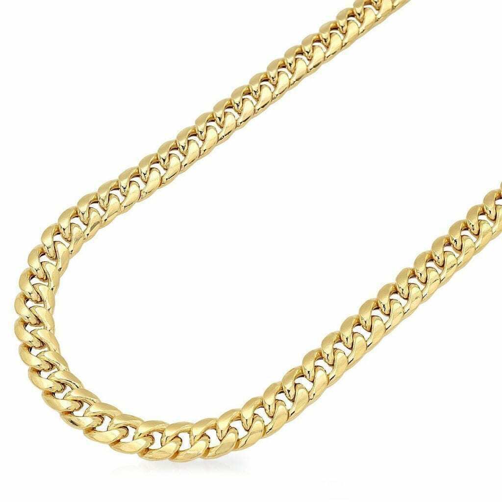 REAL 14k Gold 8mm Miami Cuban Chain Link Necklace 14kt 18" 20" 22" 24" 26" 28" - Reva Jeweler