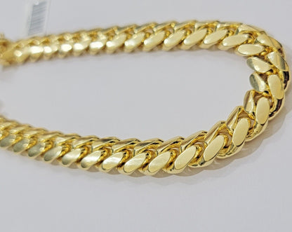 Real 14k Gold Bracelet 10mm 8.5 Inch Miami Cuban Link Men's 14kt Solid & STRONG - Reva Jeweler