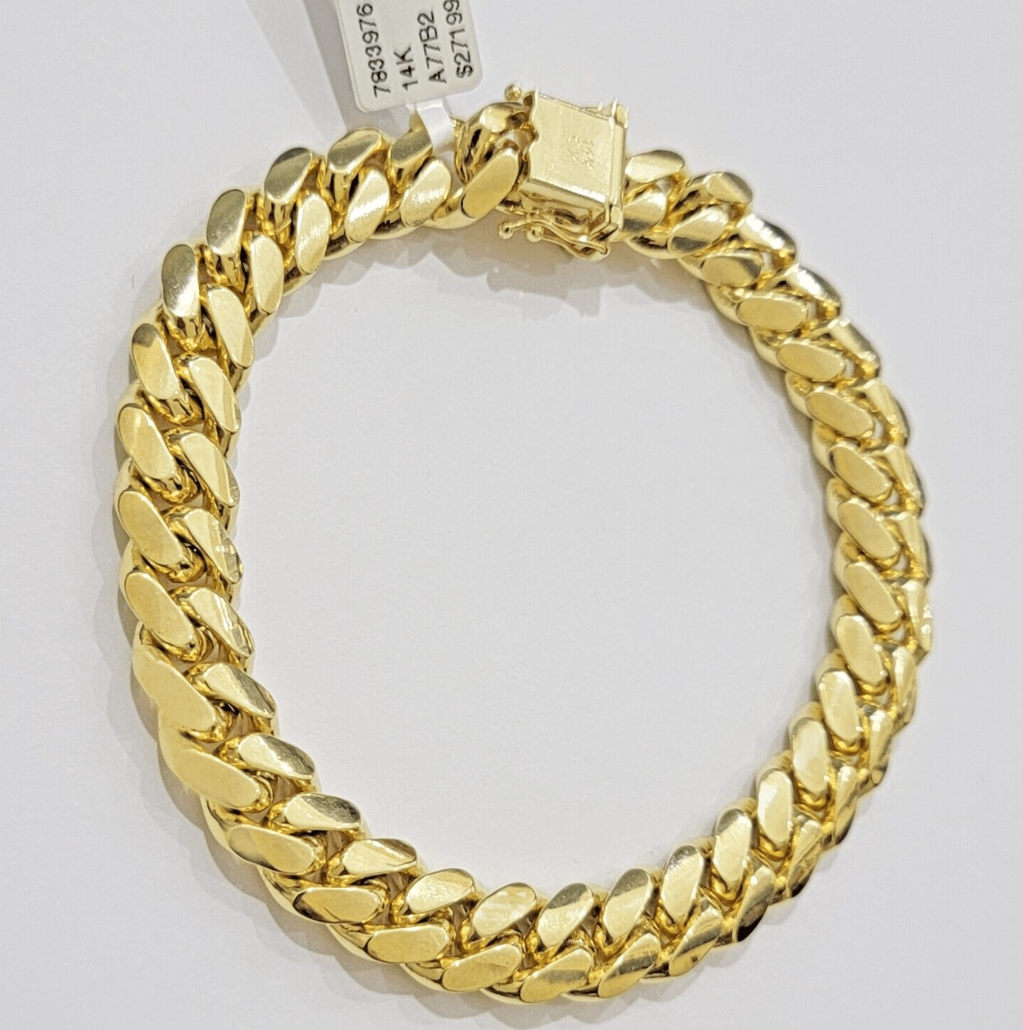 Real 14k Gold Bracelet 10mm 8.5 Inch Miami Cuban Link Men's 14kt Solid & STRONG - Reva Jeweler
