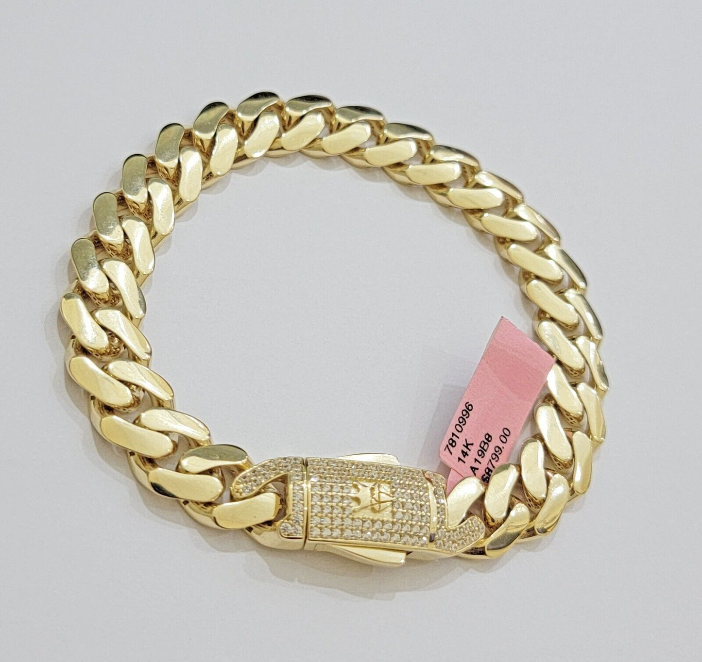 Real 14k Gold Bracelet 11mm Miami Cuban Link 7.5 inch Men Women 14kt Yellow Gold - Reva Jeweler
