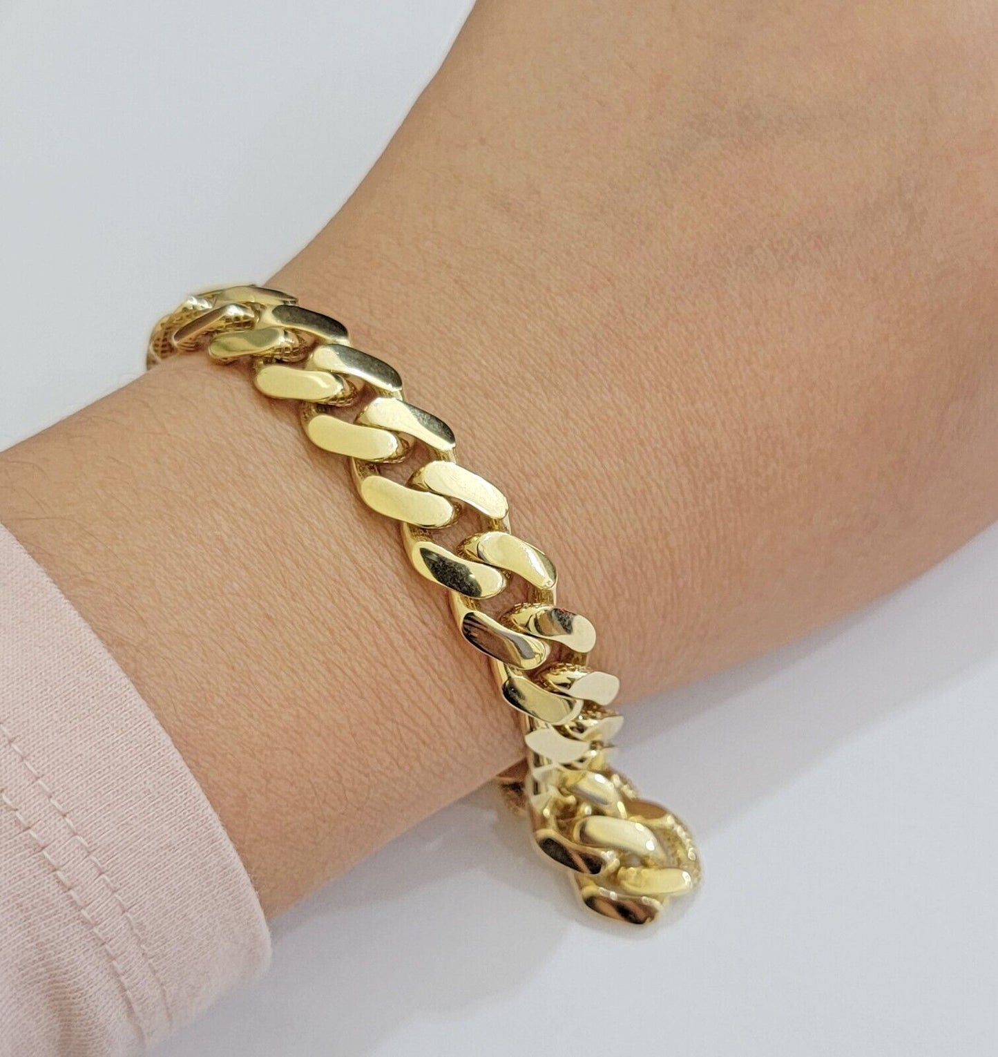 Real 14k Gold Bracelet 11mm Miami Cuban Link 7.5 inch Men Women 14kt Yellow Gold - Reva Jeweler