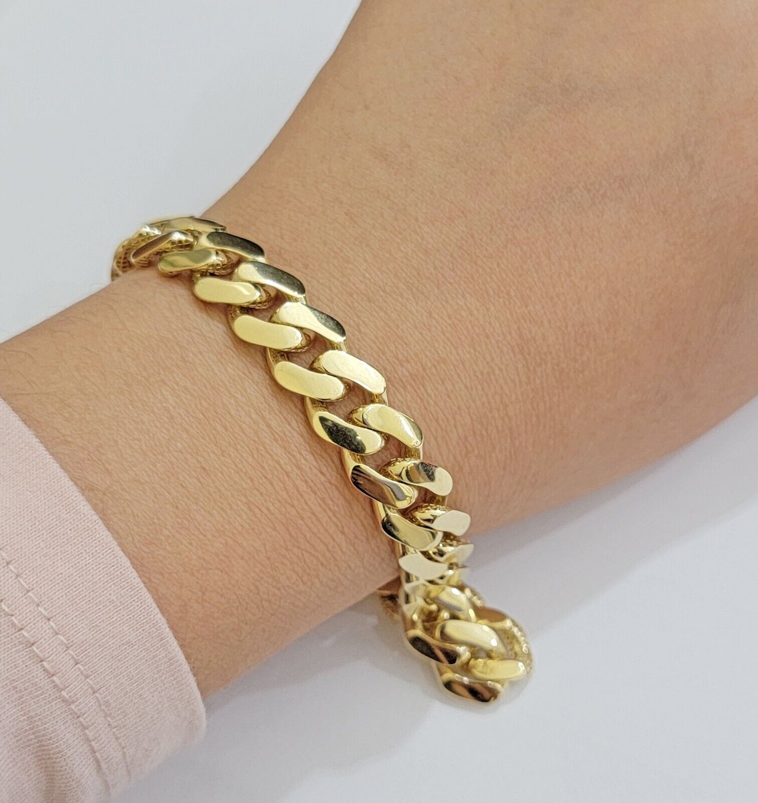 Real 14k Gold Bracelet 11mm Miami Cuban Link 7.5 inch Men Women 14kt Yellow Gold - Reva Jeweler