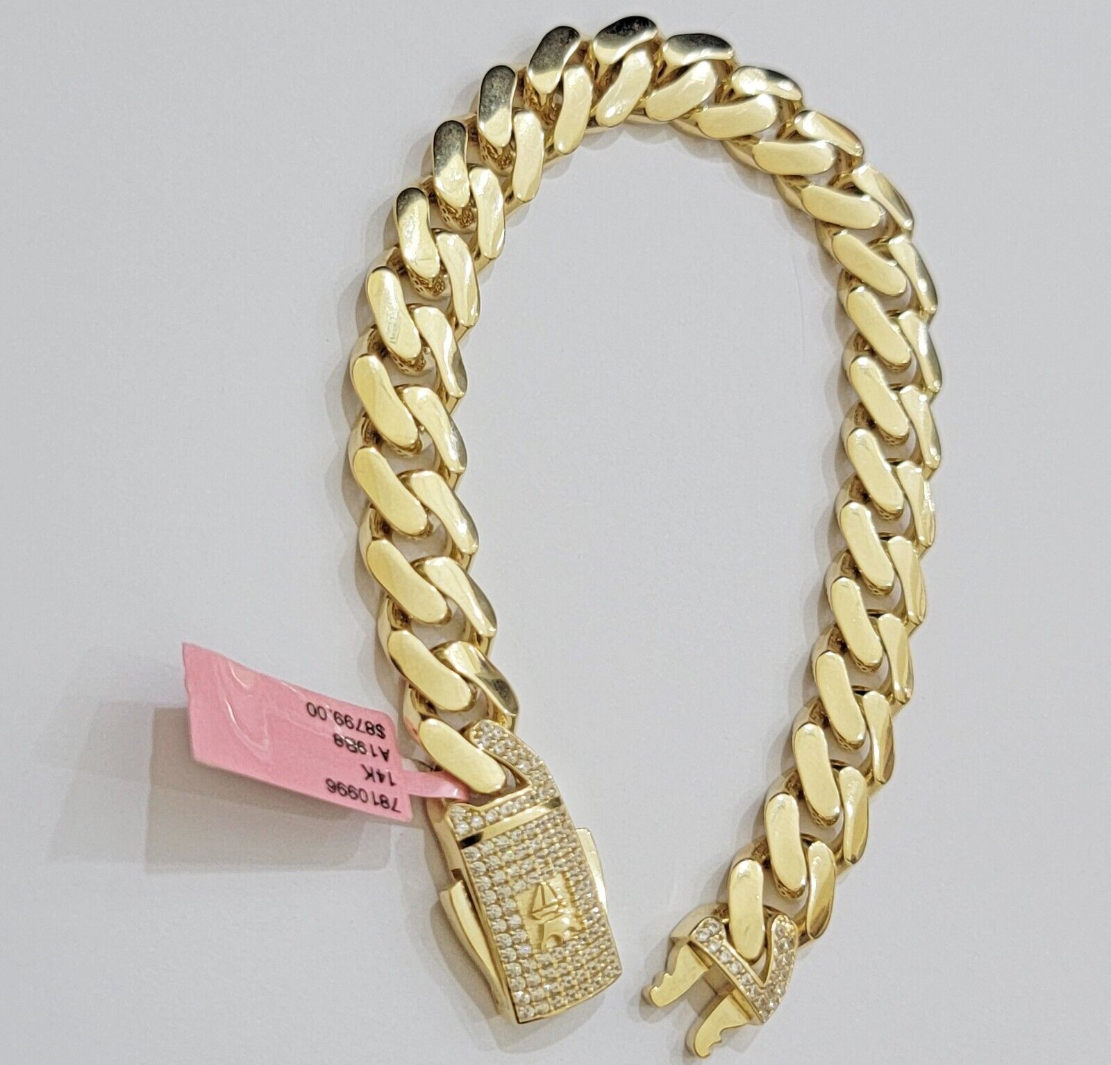 Real 14k Gold Bracelet 11mm Miami Cuban Link 7.5 inch Men Women 14kt Yellow Gold - Reva Jeweler