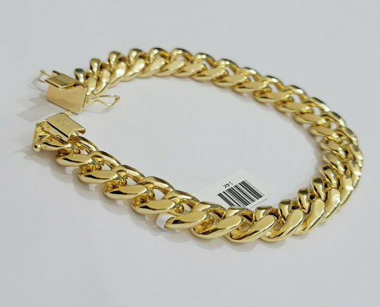 Real 14k Gold Bracelet 11mm Miami Cuban Link 8" Inch Box Clasp, Men 14kt ,STRONG - Reva Jeweler