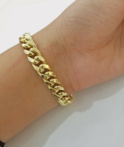 Real 14k Gold Bracelet 11mm Miami Cuban Link 8.5" ,Box Clasp, Men's 14kt ,STRONG - Reva Jeweler
