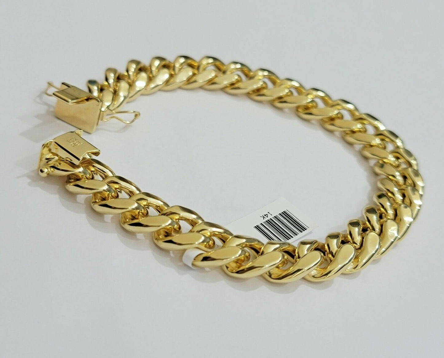 Real 14k Gold Bracelet 11mm Miami Cuban Link 8.5" ,Box Clasp, Men's 14kt ,STRONG - Reva Jeweler