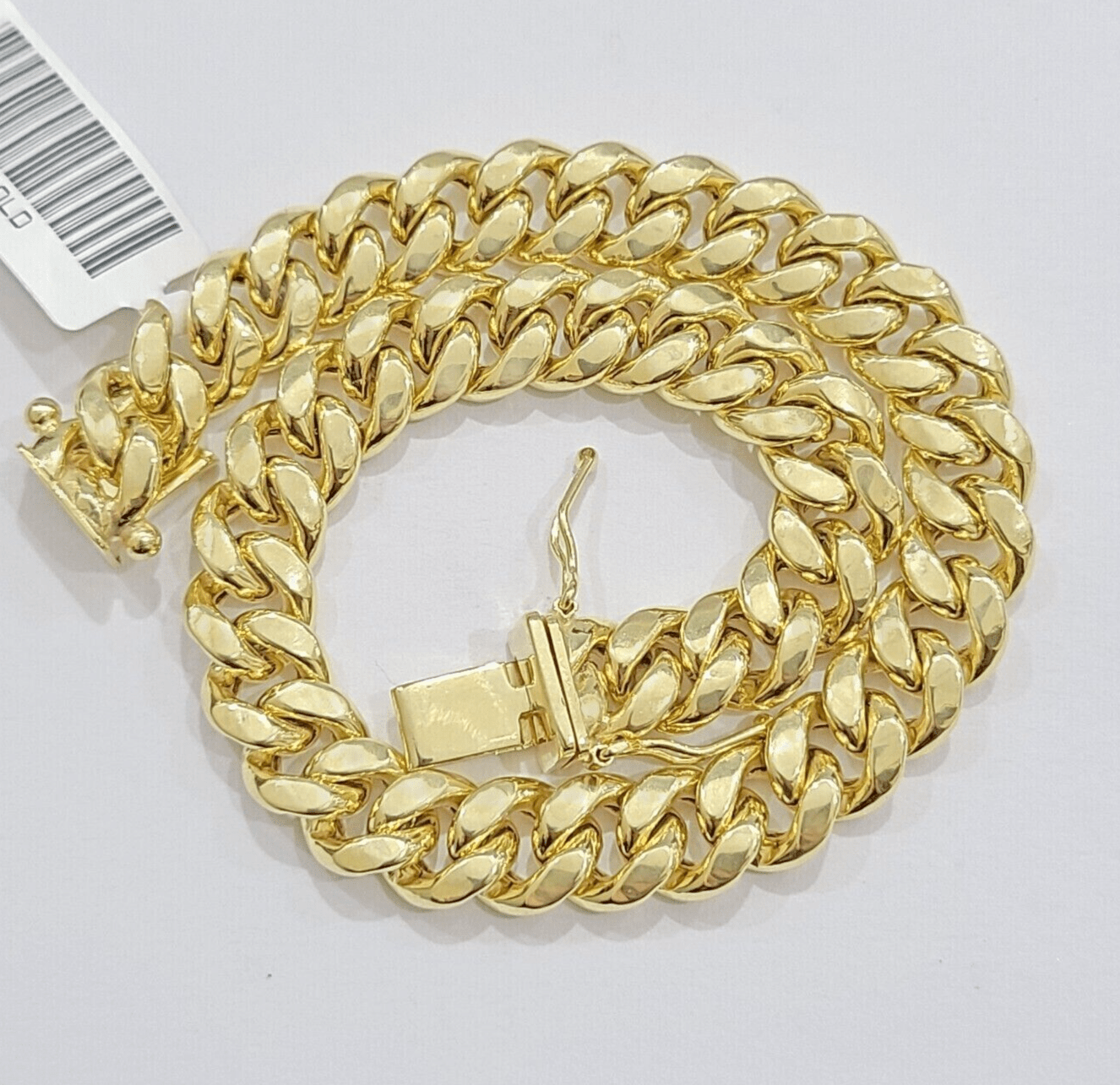 Real 14k Gold Bracelet 8mm 7 inch Miami Cuban Link Box Clasp Strong 14KT LADIES - Reva Jeweler