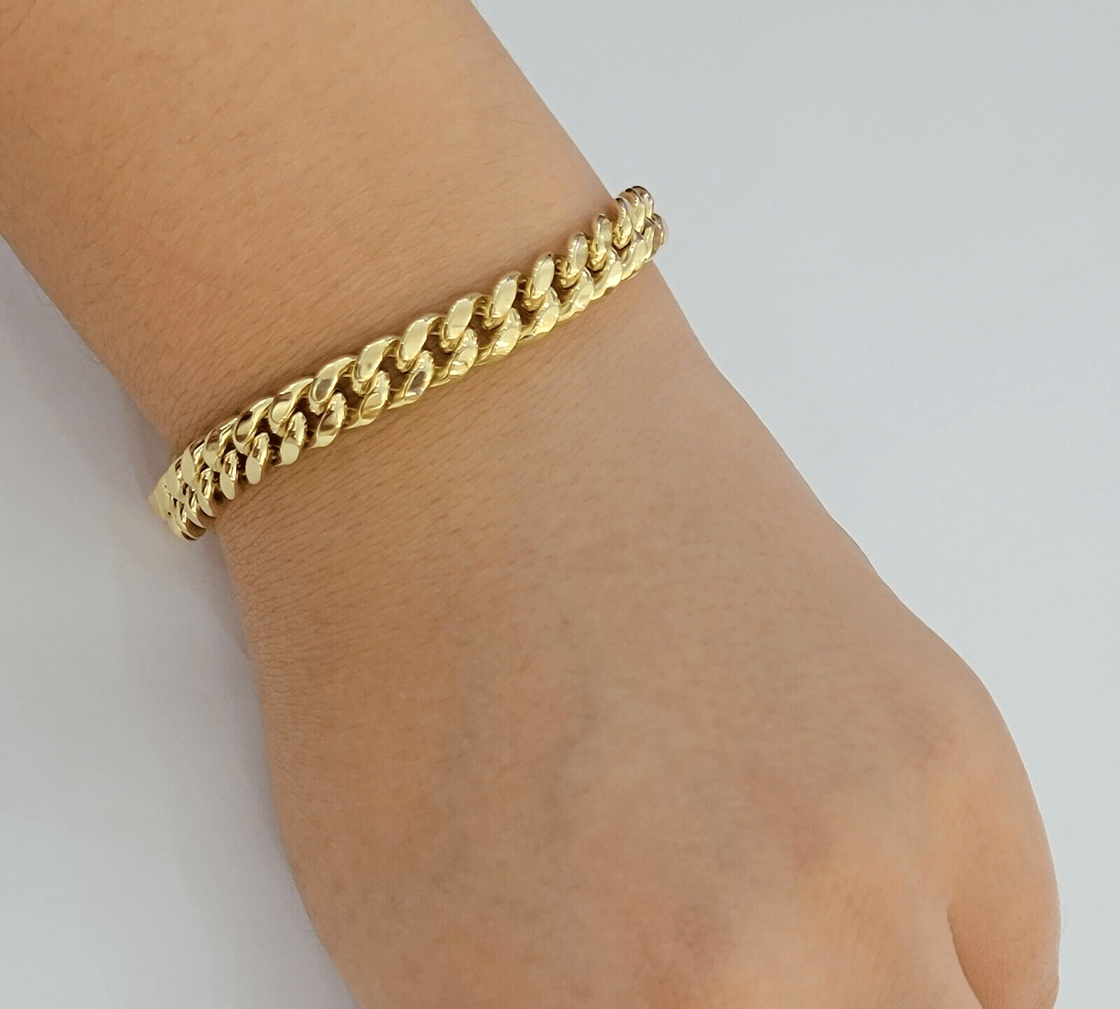 Real 14k Gold Bracelet 8mm 7 inch Miami Cuban Link Box Clasp Strong 14KT LADIES - Reva Jeweler