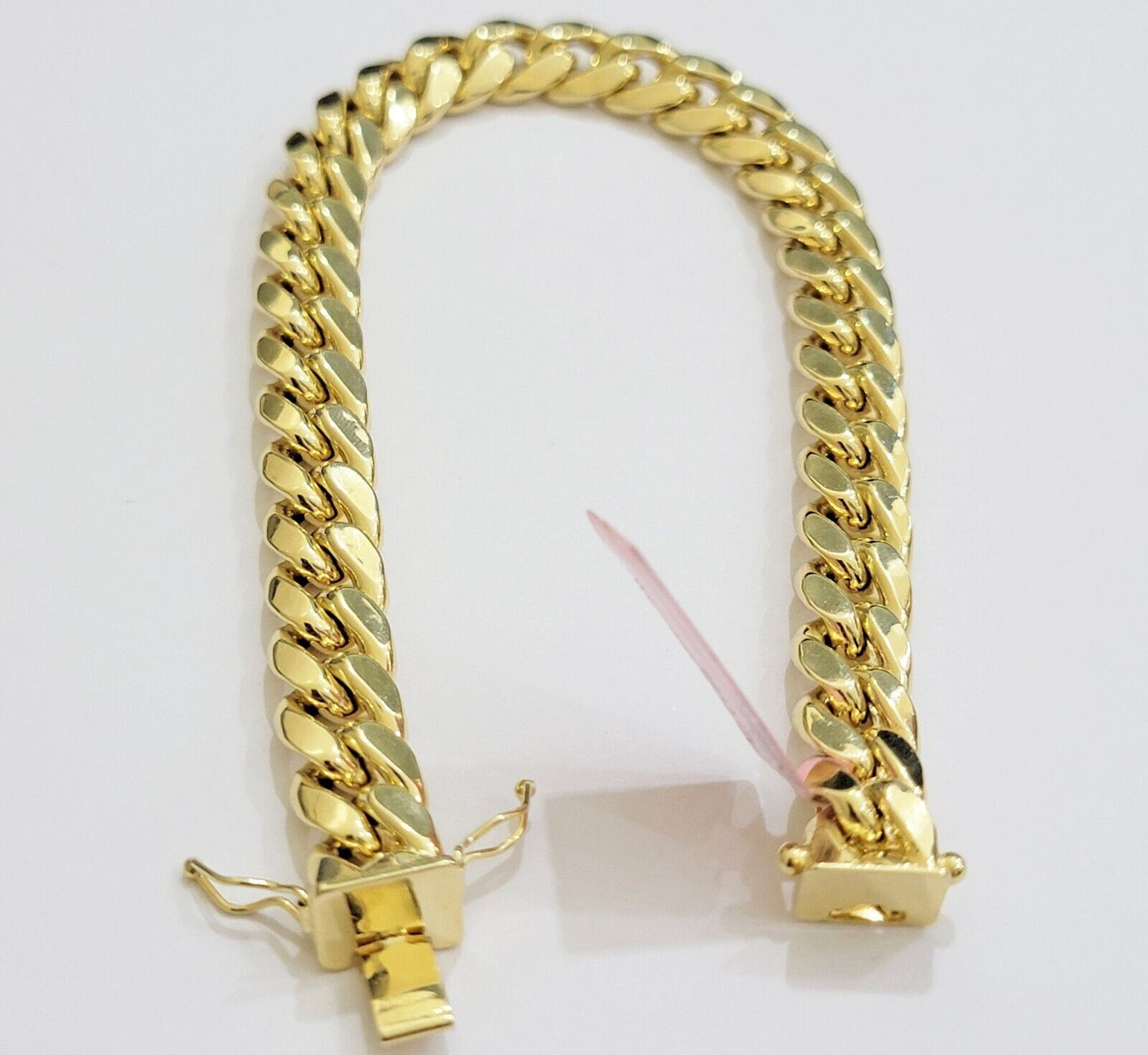 Real 14k Gold Bracelet 9mm Miami Cuban Link 7.5" - 9 Inch Mens 14kt Yellow Gold - Reva Jeweler