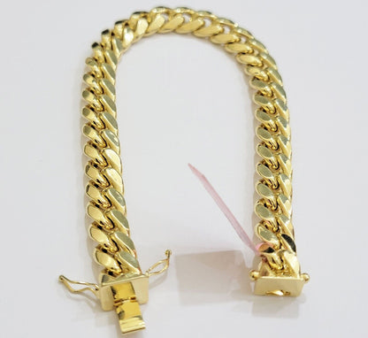 Real 14k Gold Bracelet 9mm Miami Cuban Link 7.5" - 9 Inch Mens 14kt Yellow Gold - Reva Jeweler