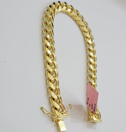 Real 14k Gold Bracelet 9mm Miami Cuban Link 7.5" - 9 Inch Mens 14kt Yellow Gold - Reva Jeweler