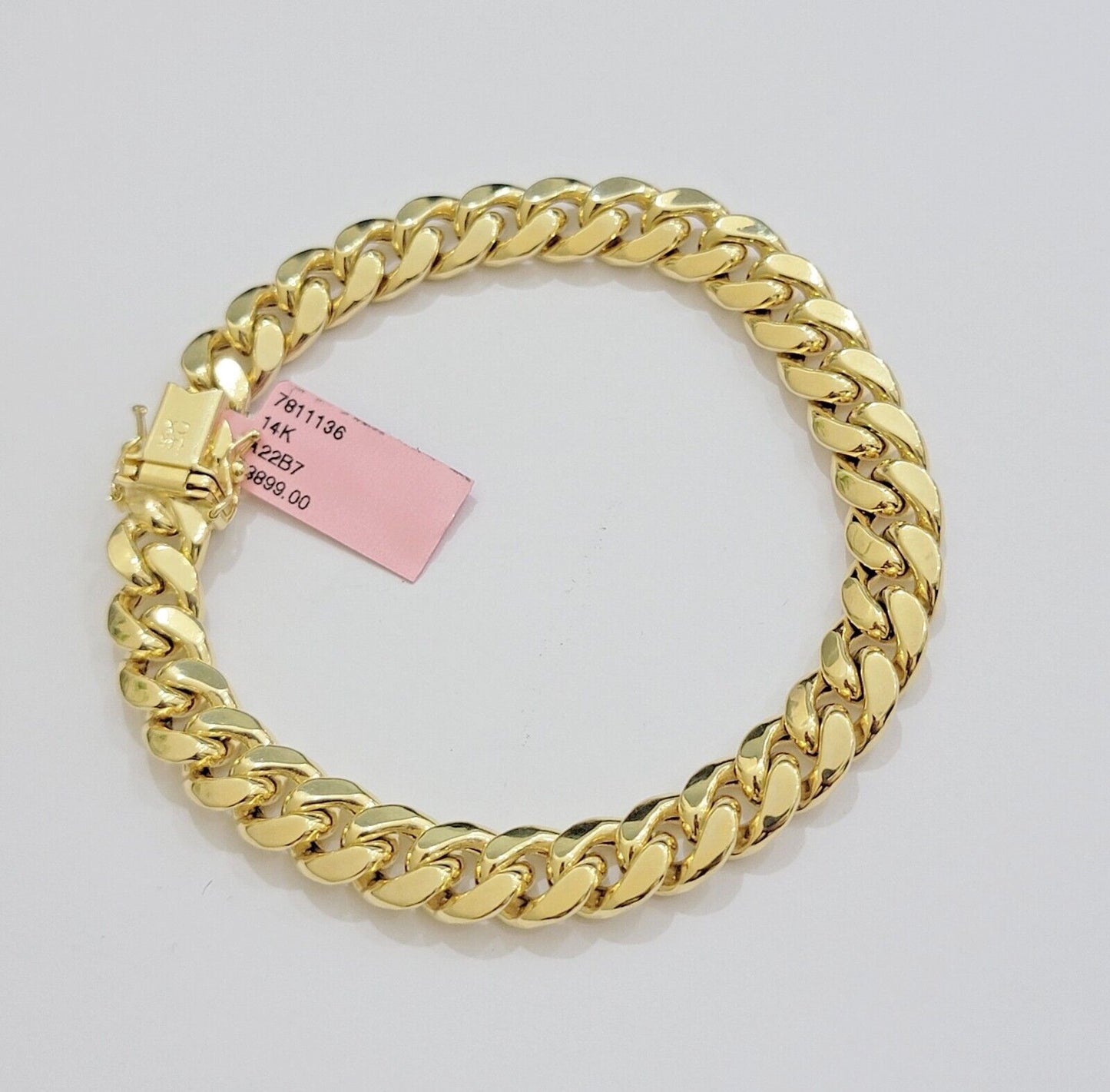 Real 14k Gold Bracelet 9mm Miami Cuban Link 7.5'' inch Men's 14kt Yellow Gold - Reva Jeweler