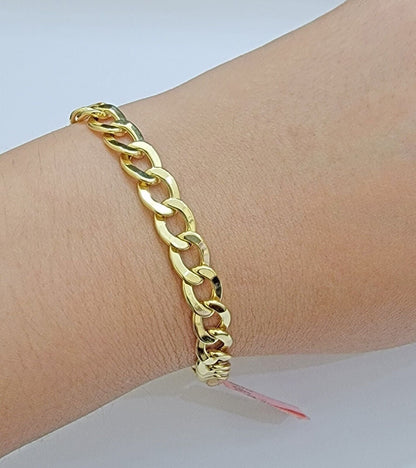 Real 14k Gold Bracelet Cuban Curb Link 8 Inch 8mm Men's Genuine 14kt Yellow Gold - Reva Jeweler