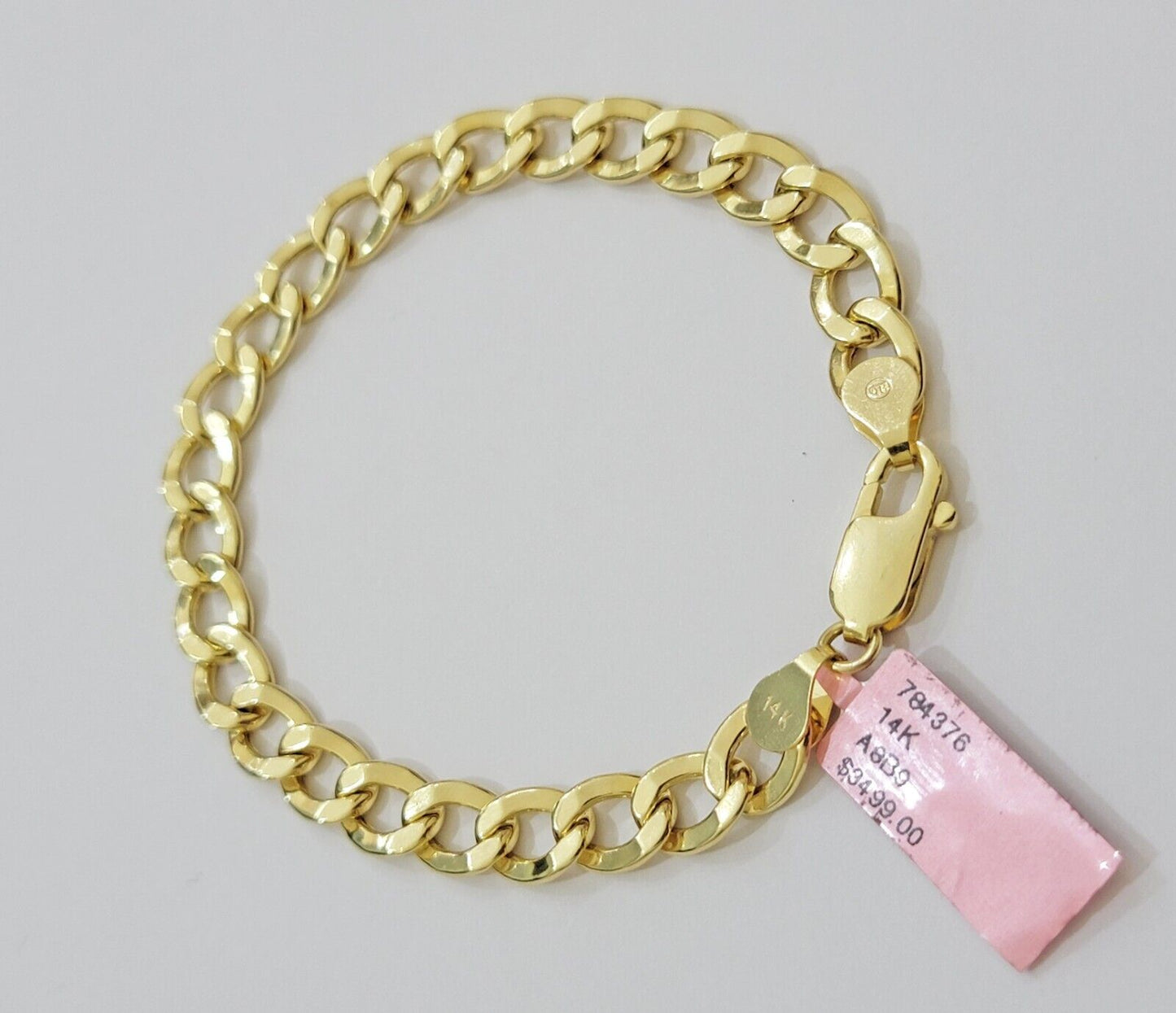 Real 14k Gold Bracelet Cuban Curb Link 8 Inch 8mm Men's Genuine 14kt Yellow Gold - Reva Jeweler