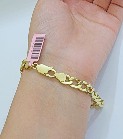 Real 14k Gold Bracelet Cuban Curb Link 8 Inch 8mm Men's Genuine 14kt Yellow Gold - Reva Jeweler
