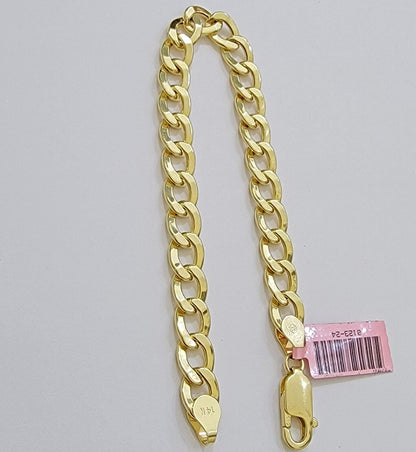 Real 14k Gold Bracelet Cuban Curb Link 8 Inch 8mm Men's Genuine 14kt Yellow Gold - Reva Jeweler