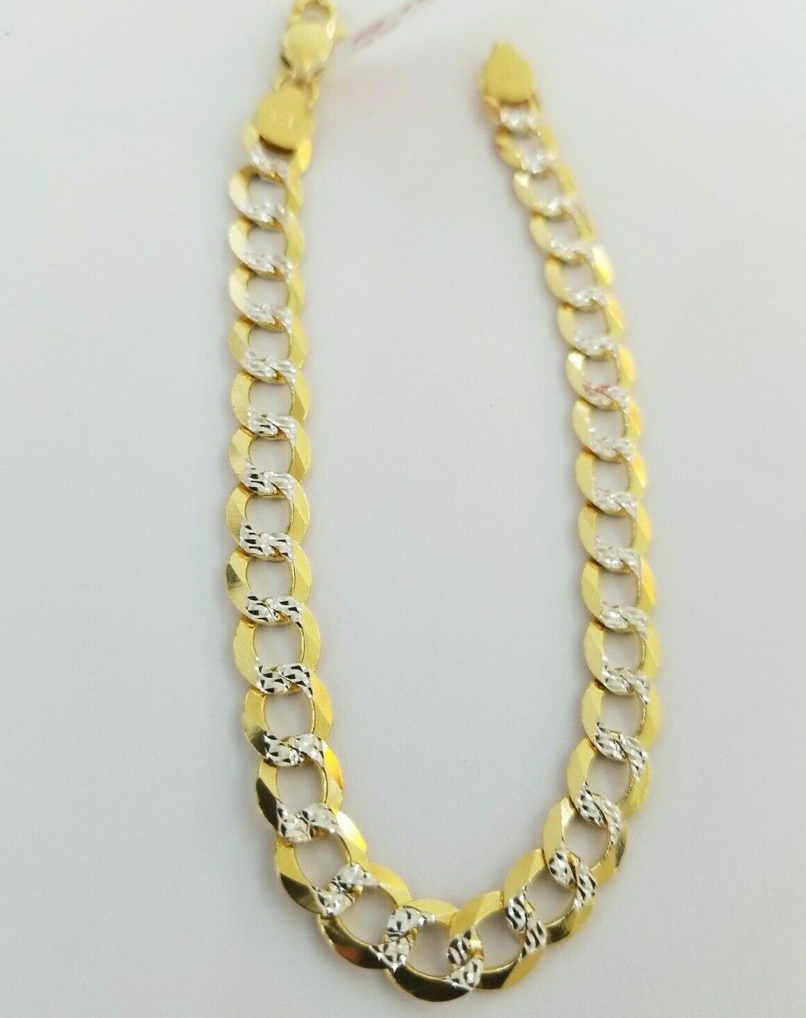 REAL 14k Gold Bracelet Cuban link 8" SOLID 7.5mm 14kt Yellow Gold Diamond Cut - Reva Jeweler