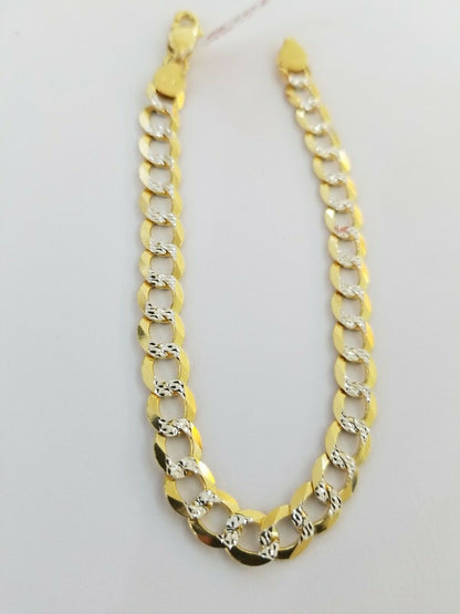 REAL 14k Gold Bracelet Cuban link 8" SOLID 7.5mm 14kt Yellow Gold Diamond Cut - Reva Jeweler