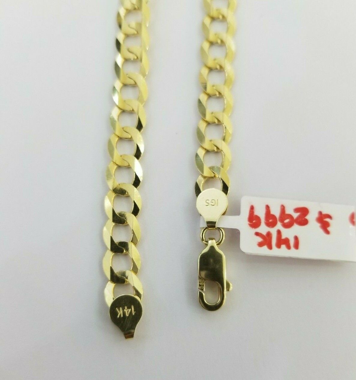 REAL 14k Gold Bracelet Cuban link 8" SOLID 7.5mm 14kt Yellow Gold Diamond Cut - Reva Jeweler