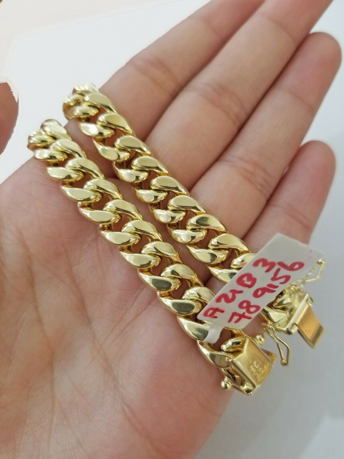 REAL 14k Gold Bracelet Miami Cuban Link 9" Inch 9mm Mens 10kt Yellow Gold,STRONG - Reva Jeweler