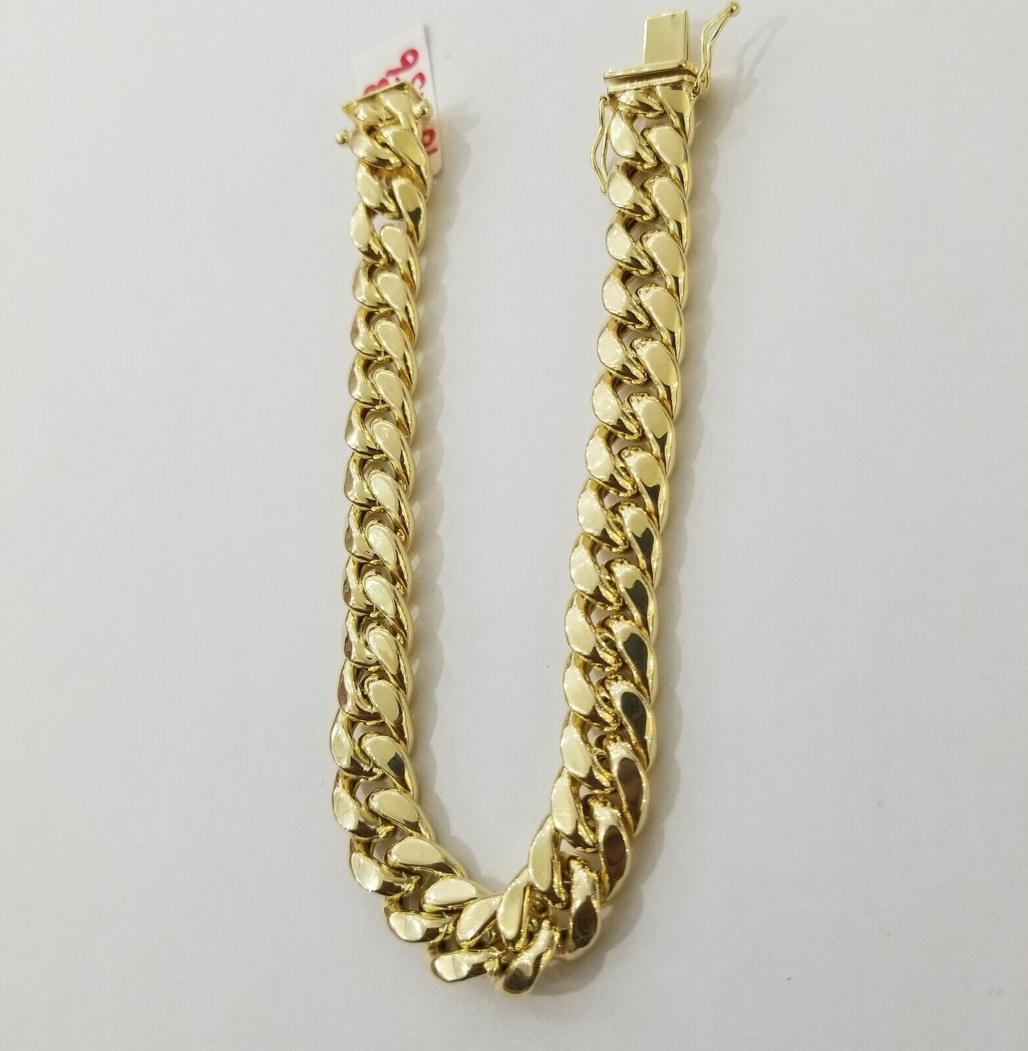 REAL 14k Gold Bracelet Miami Cuban Link 9" Inch 9mm Mens 10kt Yellow Gold,STRONG - Reva Jeweler