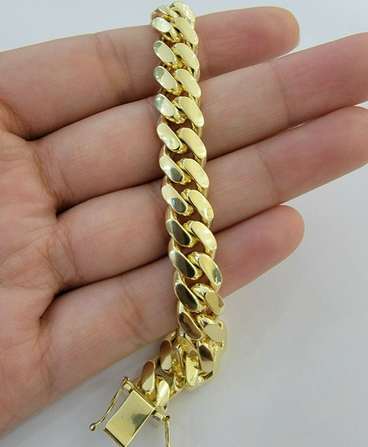 REAL 14k Gold Bracelet Miami Cuban Link SOLID 14kt Yellow Gold 8.5mm 7.5" Men's - Reva Jeweler