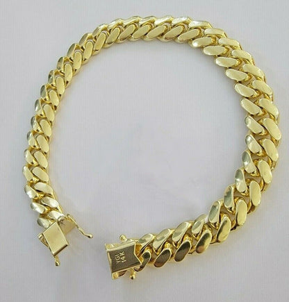 REAL 14k Gold Bracelet Miami Cuban Link SOLID 14kt Yellow Gold 8.5mm 8" Men's - Reva Jeweler