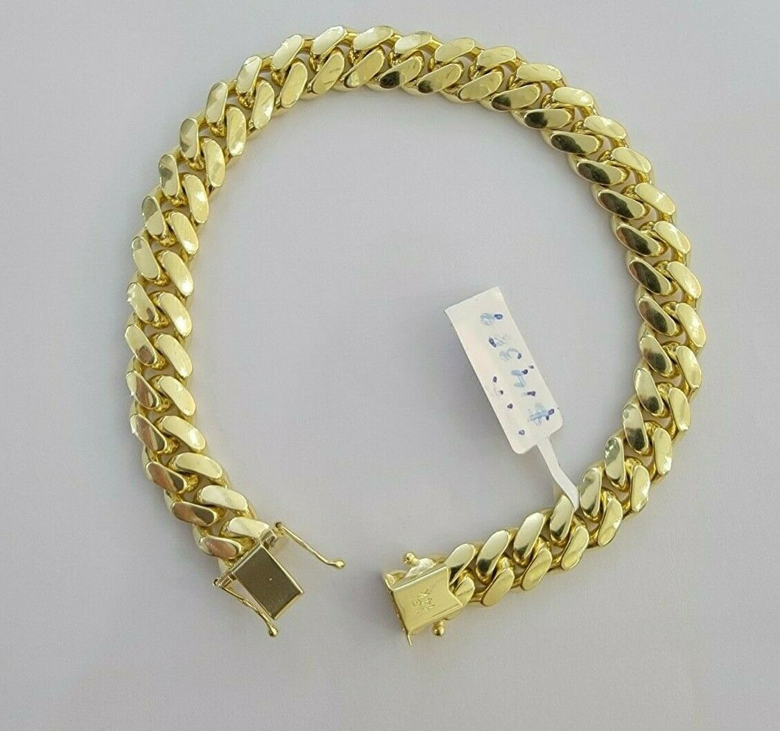 REAL 14k Gold Bracelet Miami Cuban Link SOLID 14kt Yellow Gold 8.5mm 8.5" Men's - Reva Jeweler