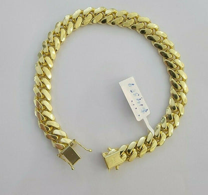 REAL 14k Gold Bracelet Miami Cuban Link SOLID 14kt Yellow Gold 8.5mm 8.5" Men's - Reva Jeweler