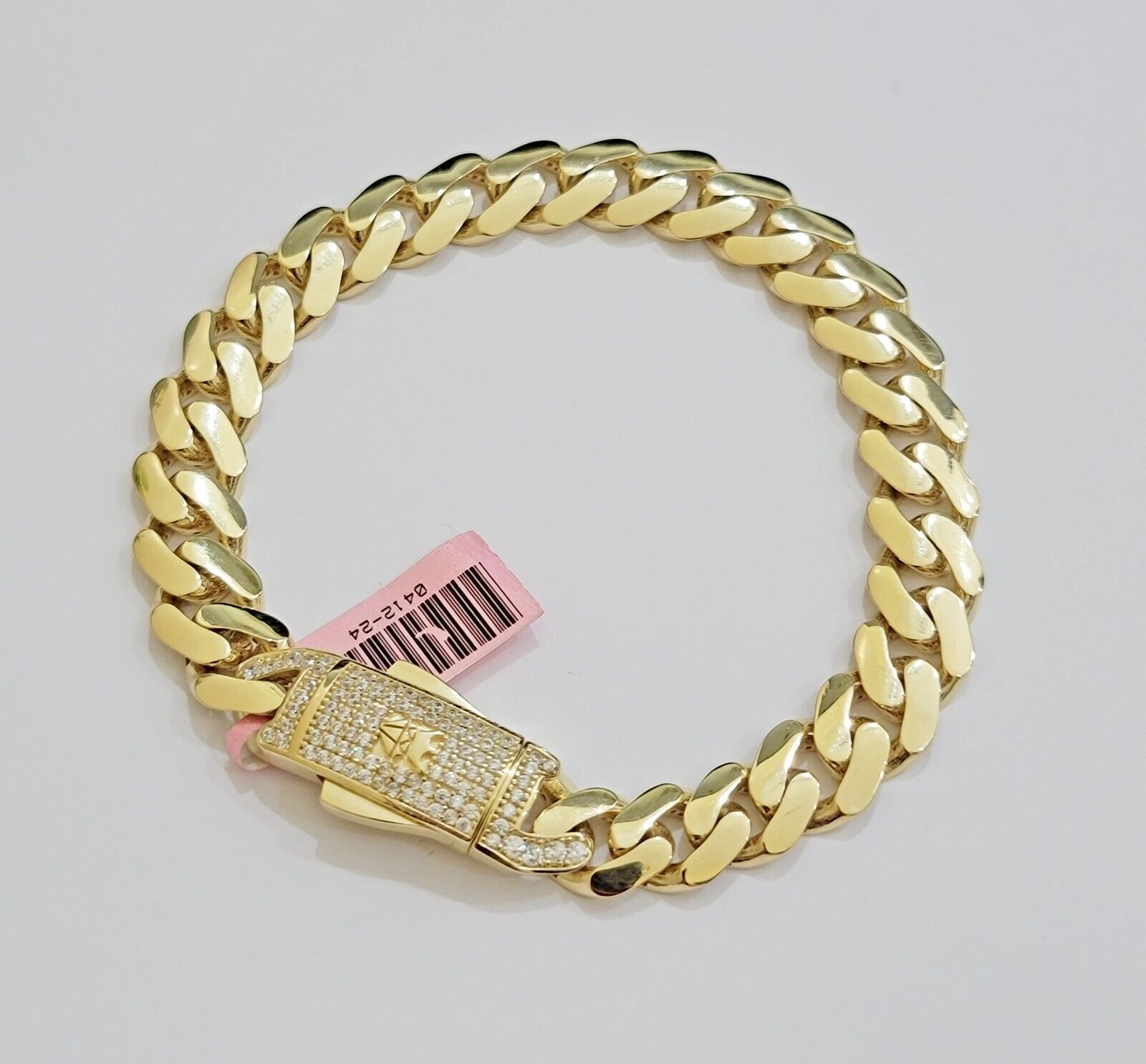 Real 14k Gold Bracelet Monaco Cuban Link 9.5mm 8.5'' inch Men's 14kt Yellow Gold - Reva Jeweler