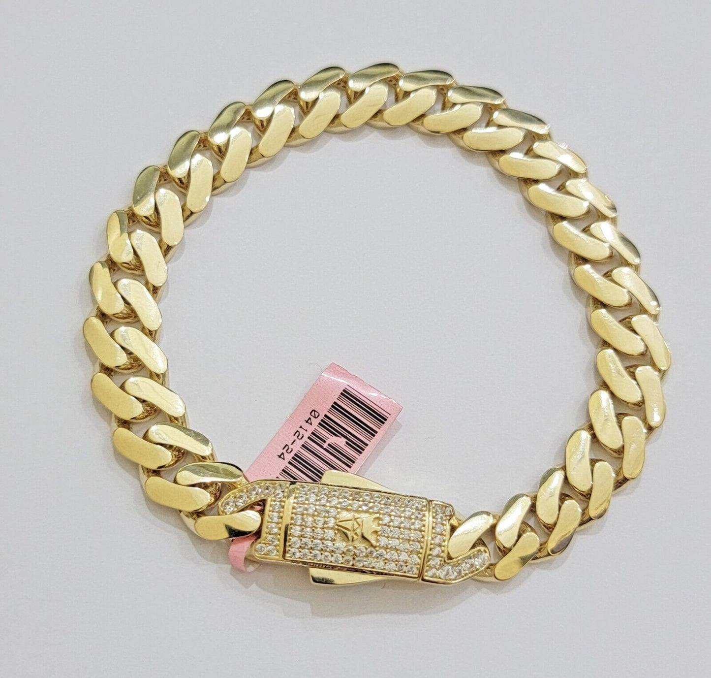 Real 14k Gold Bracelet Monaco Cuban Link 9.5mm 8.5'' inch Men's 14kt Yellow Gold - Reva Jeweler