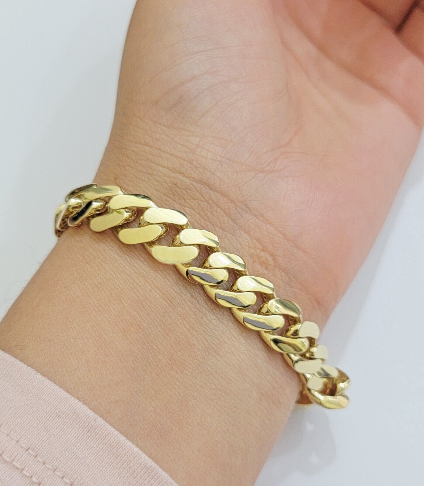 Real 14k Gold Bracelet Monaco Cuban Link 9.5mm 8.5'' inch Men's 14kt Yellow Gold - Reva Jeweler