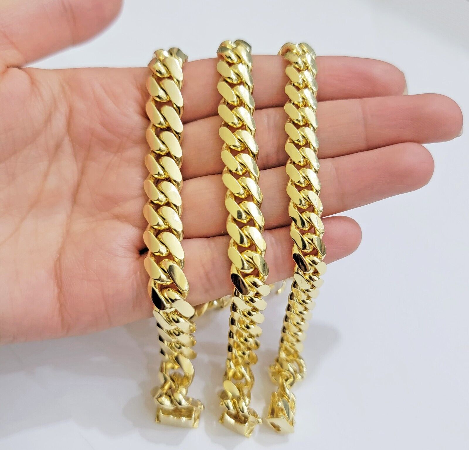 Real 14k Gold Bracelet Solid Miami Cuban Link 8mm 9mm 10mm 7.5" 8" 8.5 8.9" Inch - Reva Jeweler