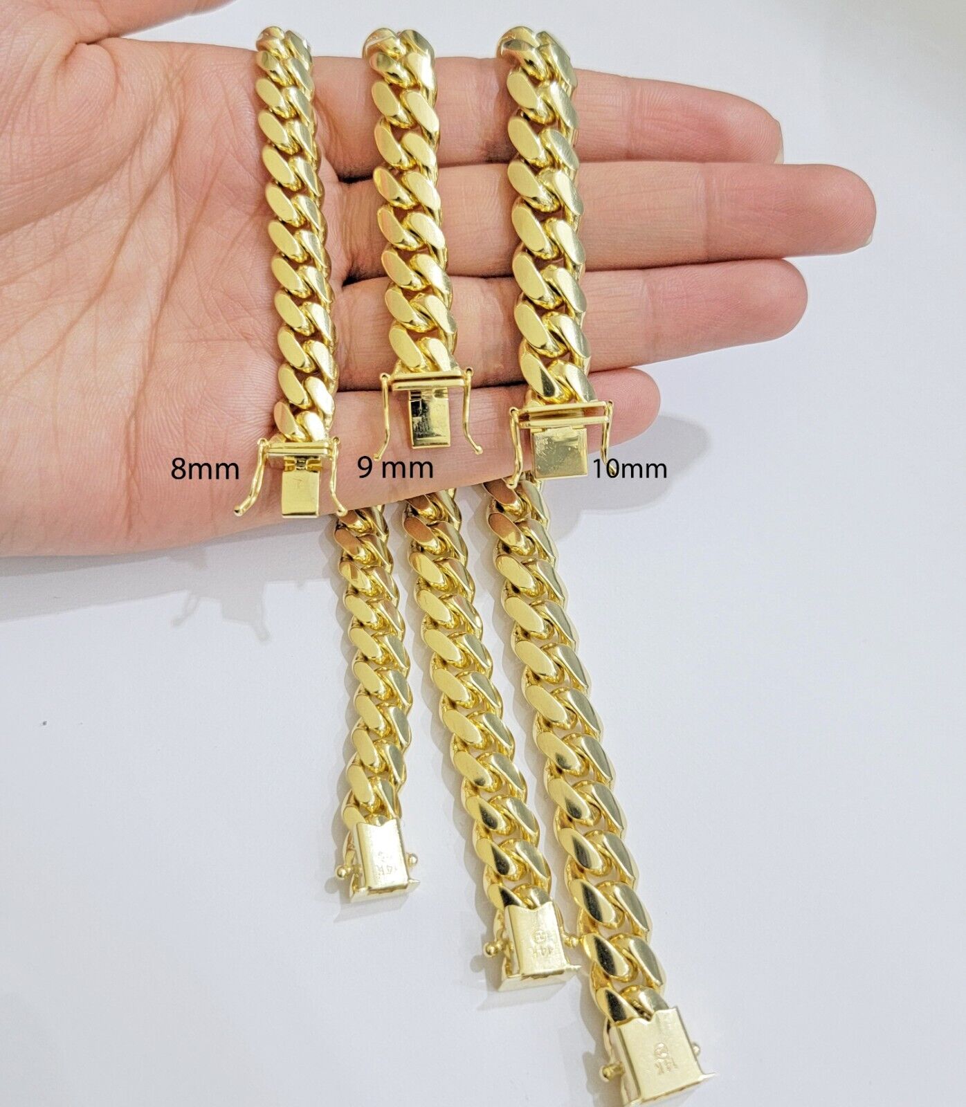 Real 14k Gold Bracelet Solid Miami Cuban Link 8mm 9mm 10mm 7.5" 8" 8.5 8.9" Inch - Reva Jeweler