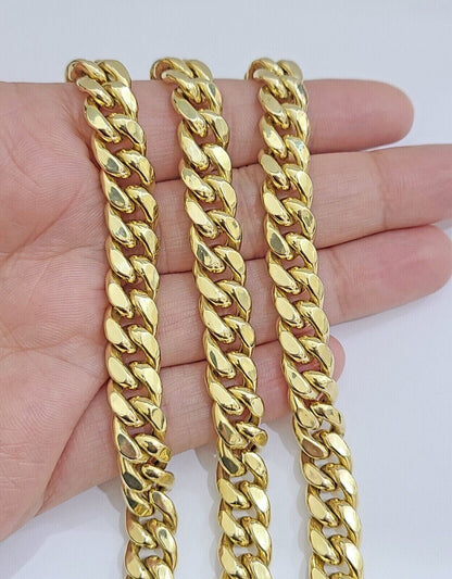 Real 14k Gold Chain 20 Inch Miami Cuban Link Necklace 9mm Strong Mens 14KT Gold - Reva Jeweler