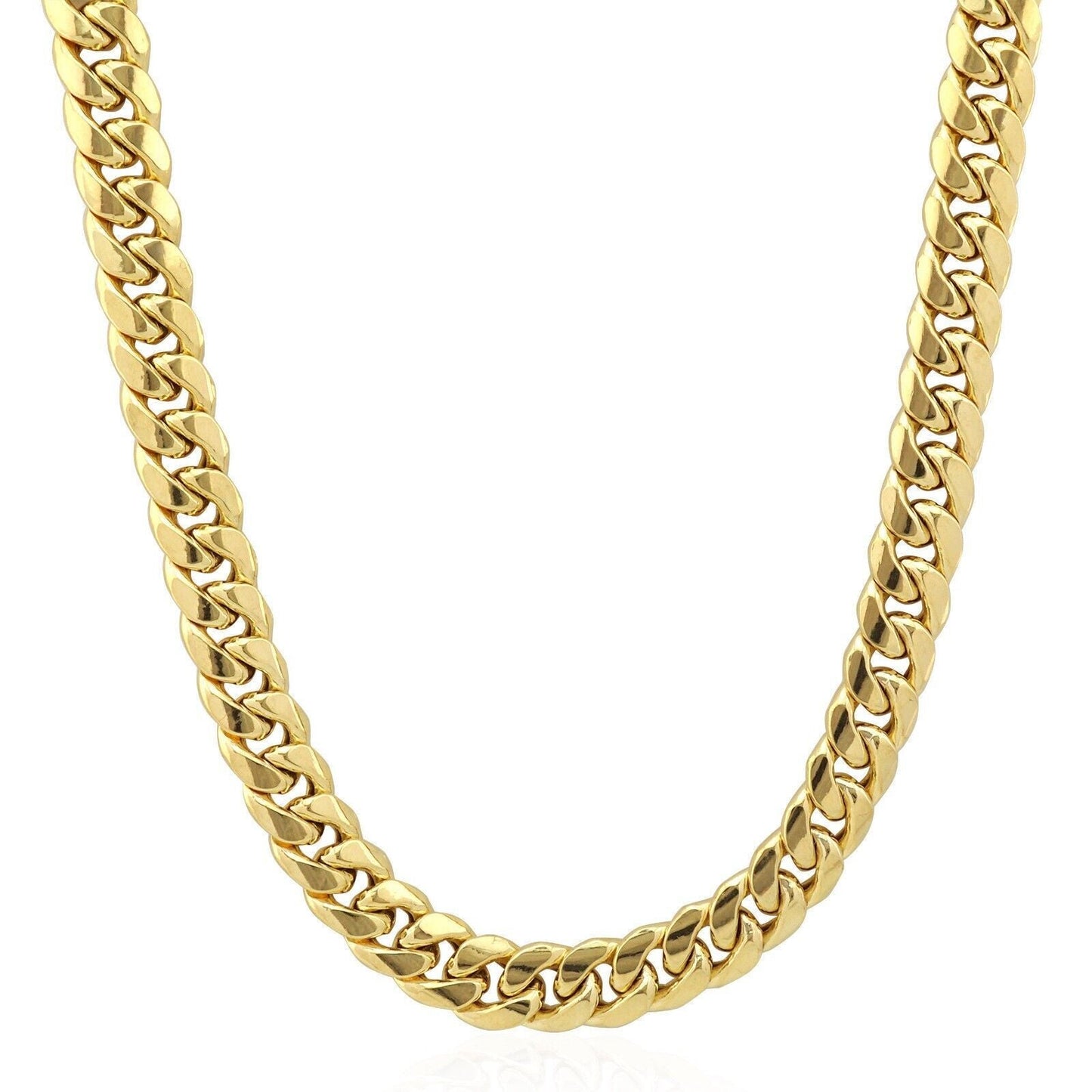 Real 14k Gold Chain 20 Inch Miami Cuban Link Necklace 9mm Strong Mens 14KT Gold - Reva Jeweler