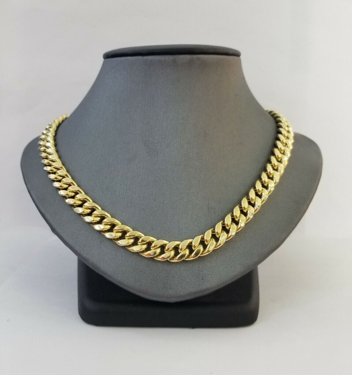 Real 14k Gold Chain 20 Inch Miami Cuban Link Necklace 9mm Strong Mens 14KT Gold - Reva Jeweler