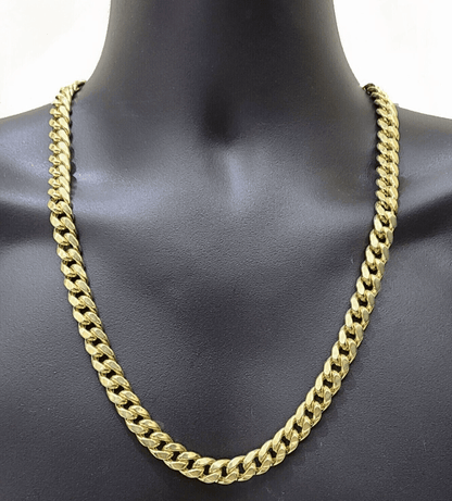 Real 14k Gold Chain 28 Inch Miami Cuban Link Necklace 9mm Strong Men's 14KT Gold - Reva Jeweler