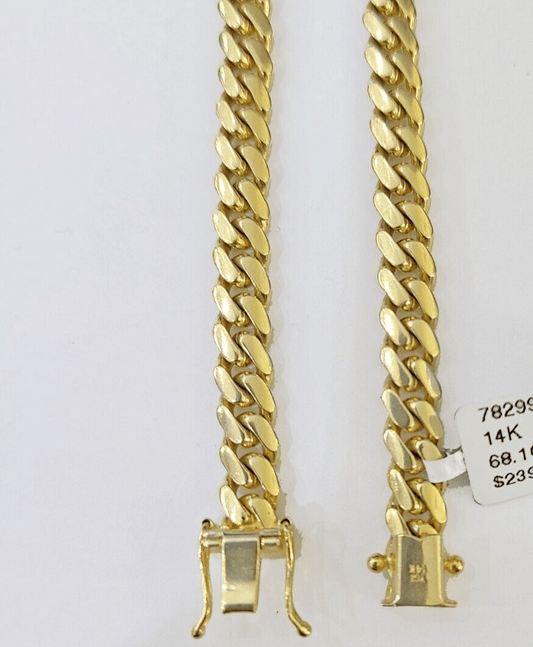 Real 14k Gold Chain 6mm Miami Cuban Link 20" 22" 24" 26" 28 Inch Necklace SOLID - Reva Jeweler