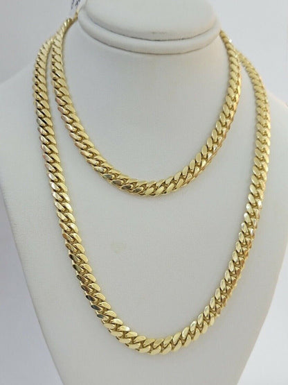 Real 14k Gold Chain 6mm Miami Cuban Link Necklace 22 Inch Men Women REAL SOLID - Reva Jeweler
