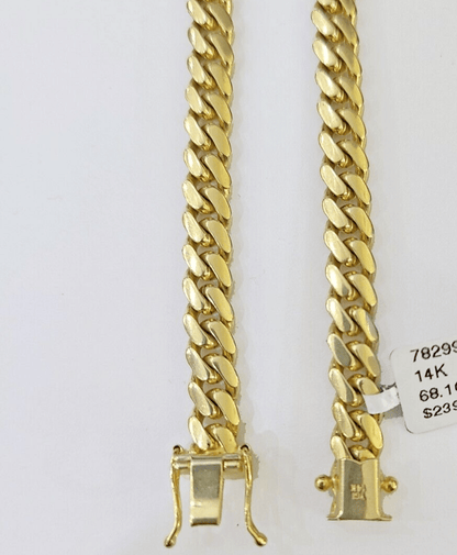 Real 14k Gold Chain 6mm Miami Cuban Link Necklace 22 Inch Men Women REAL SOLID - Reva Jeweler