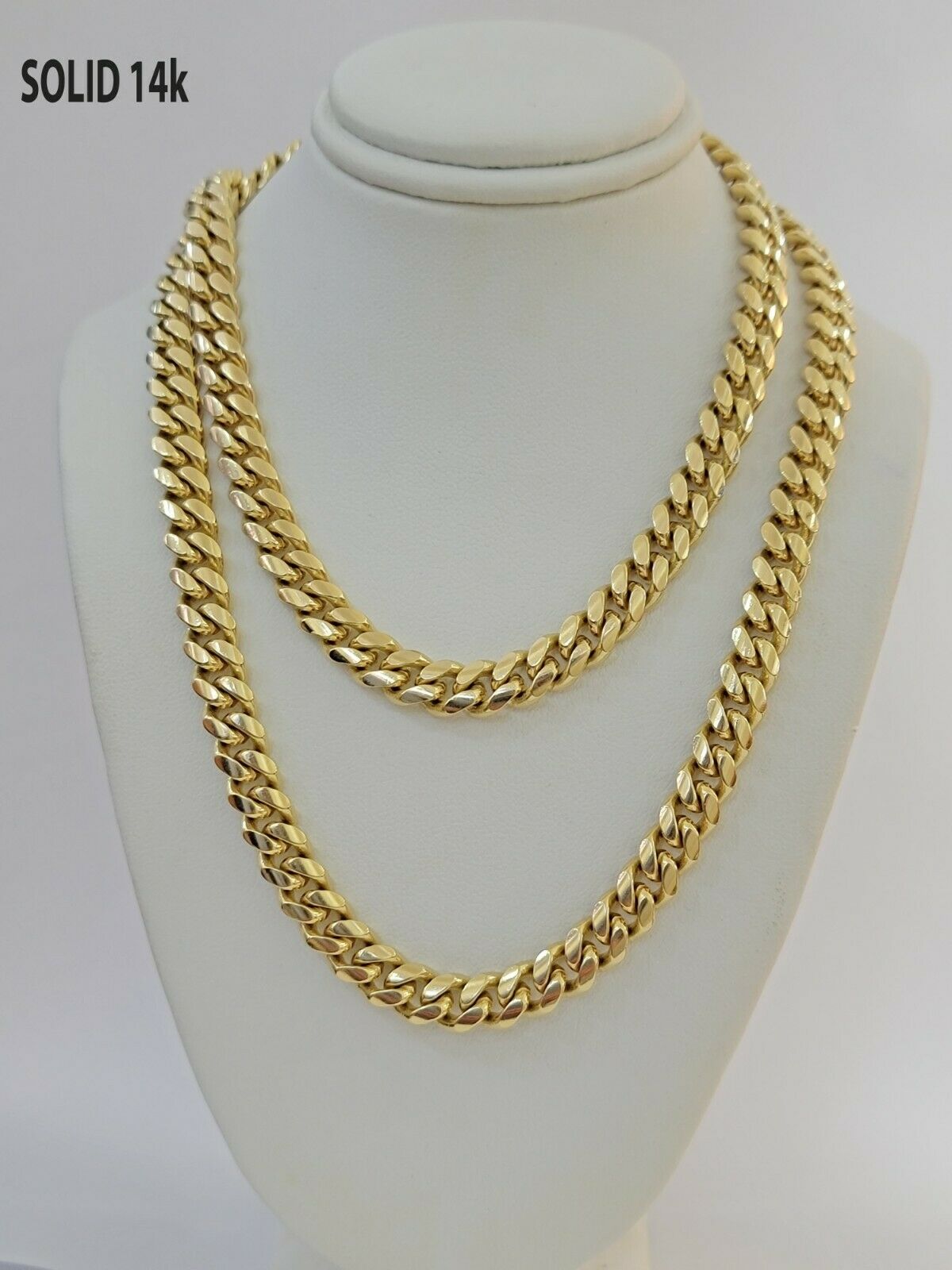 Real 14k Gold Chain 8mm Miami Cuban Link 26" Necklace Men 14kt Yellow Gold SOLID - Reva Jeweler