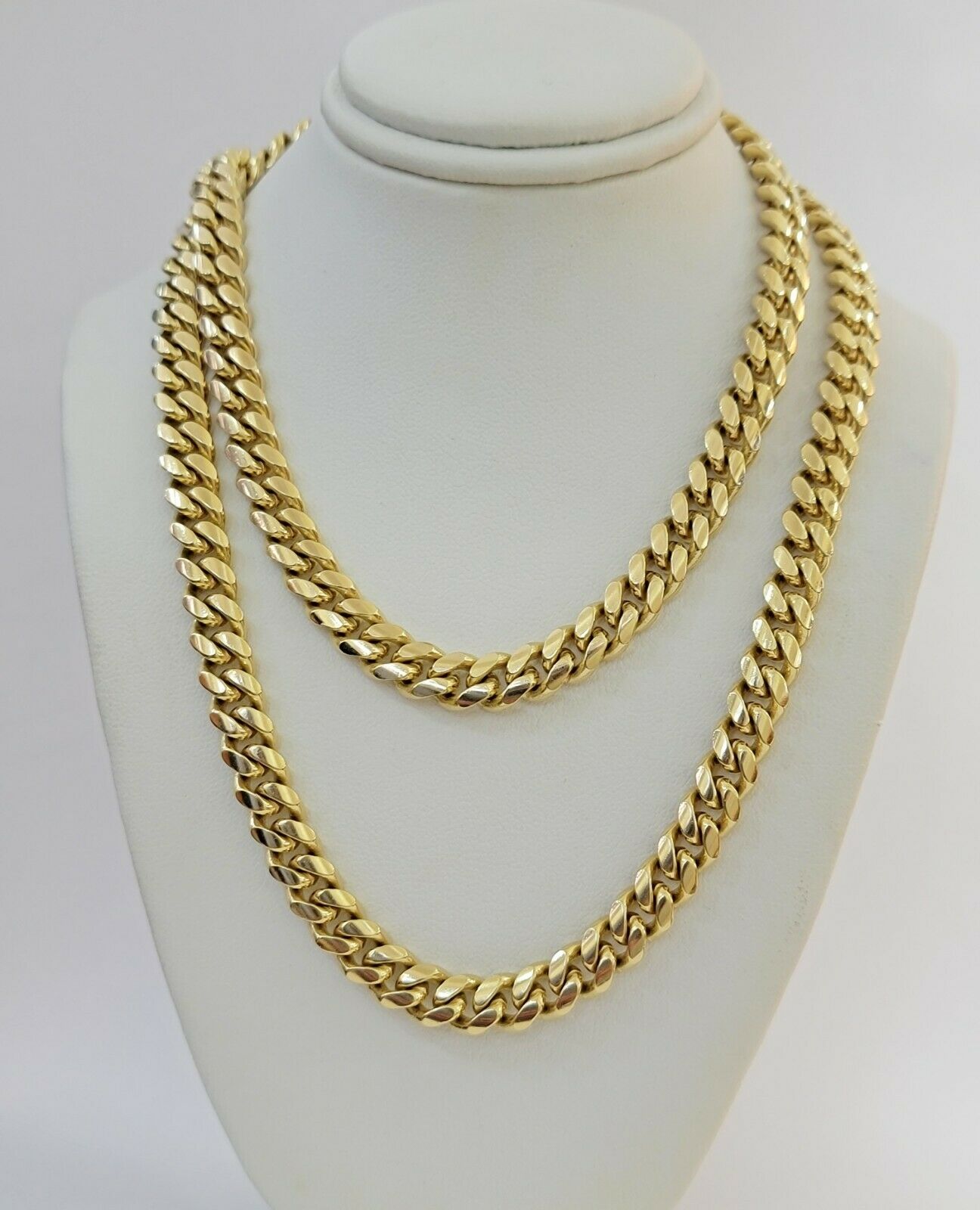 Real 14k Gold Chain 8mm Miami Cuban Link 26" Necklace Men 14kt Yellow Gold SOLID - Reva Jeweler