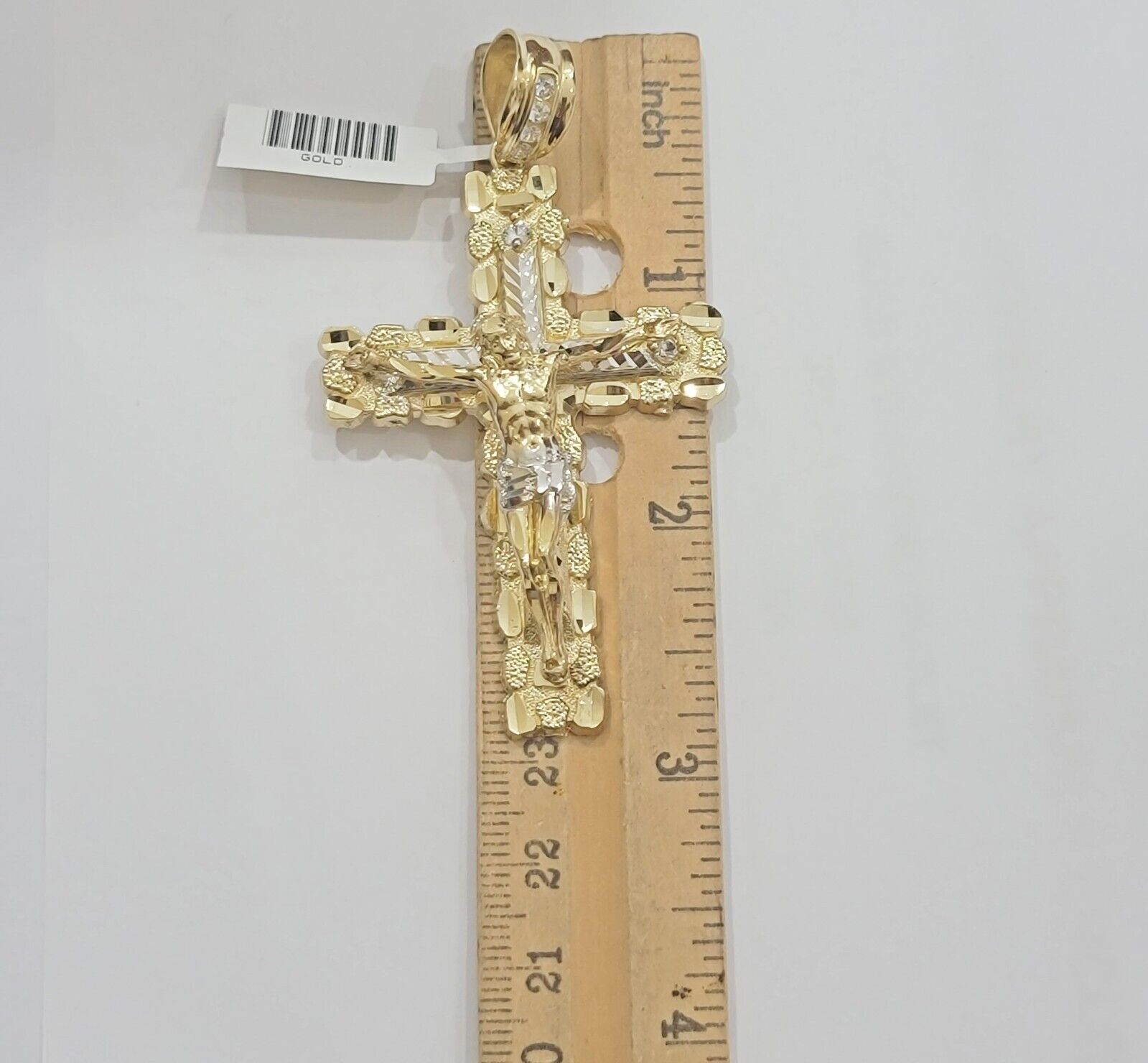 Real 14k Gold Chain Cross Pendant Necklace SET Miami Cuban Link 7mm 22" - 28" 14kt - Reva Jeweler