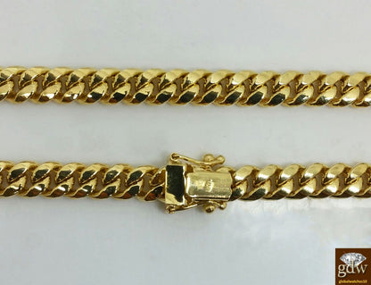 Real 14k Gold Chain Miami Cuban Link Necklace Men's 7mm 26 inch Box Lock 14kt