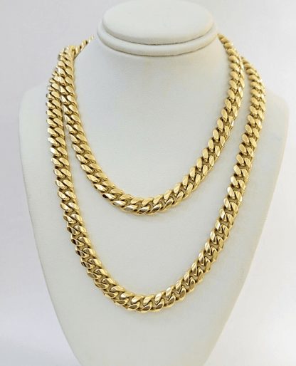 Real 14k Gold Chain Necklace 7mm 22 Inch Solid Miami Cuban Link Men 14kt Chain - Reva Jeweler